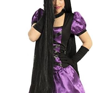 Parrucca Donna Halloween NERA lunga 100cm liscia GUIRCA 4321 – 8434077043219