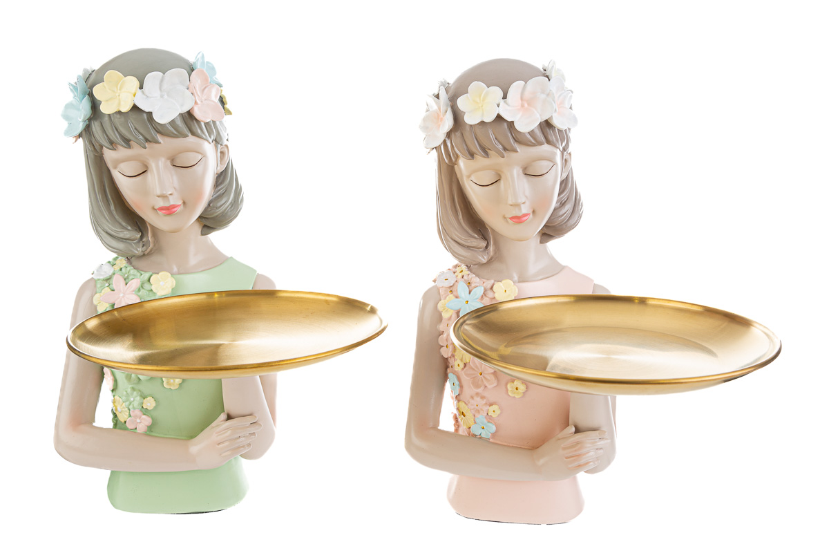 girl resina c/vassoio pz. 2 ass.18×14,5xh.30 cm.