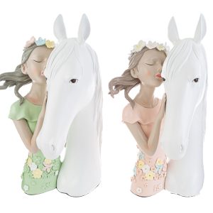 vaso girl resina cavallo pz. 2 ass. 23x21xh.37,5 cm.