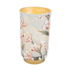 lampada vetro dec.fiori d.12xh.20 cm.