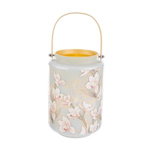 lanterna vetro dec. fiori d.14xh.22 cm.