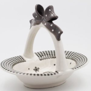 Bomboniera cestino tondo cuore grigio Pz.1