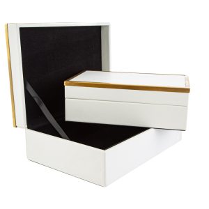 set 2 bauletti legno 27,5×19,5×10,5 cm. col. bianco