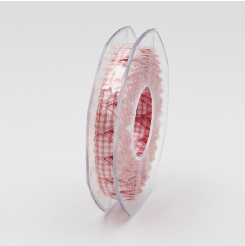 Furlanis nastro cuore imbottito a quadri rosa colore B20 Mt.5