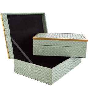 set 2 bauletti legno 27,5×19,5×10,5 cm. col. verde