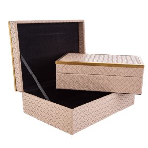 set 2 bauletti legno 27,5×19,5×10,5 cm. col. marsala