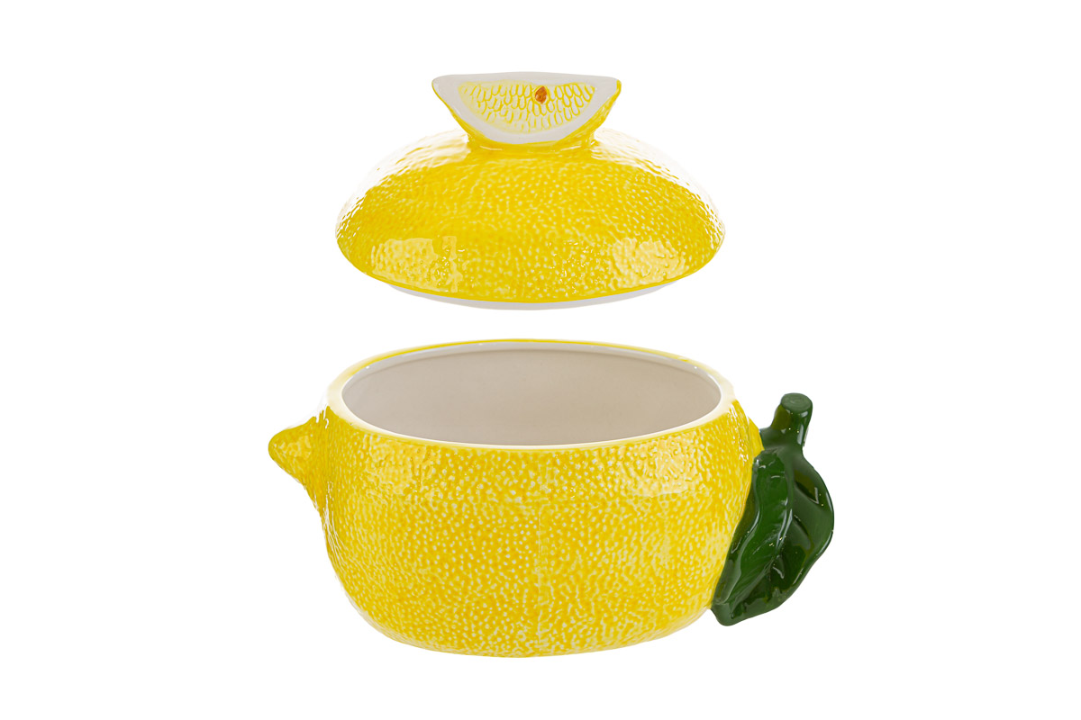 scatola ceramica dec. limone 23x23xh.16 cm. - immagine 3