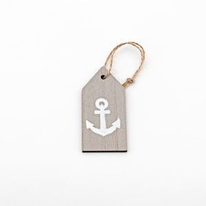 Bomboniera applicazione targhetta in legno con ancora Pz. 12