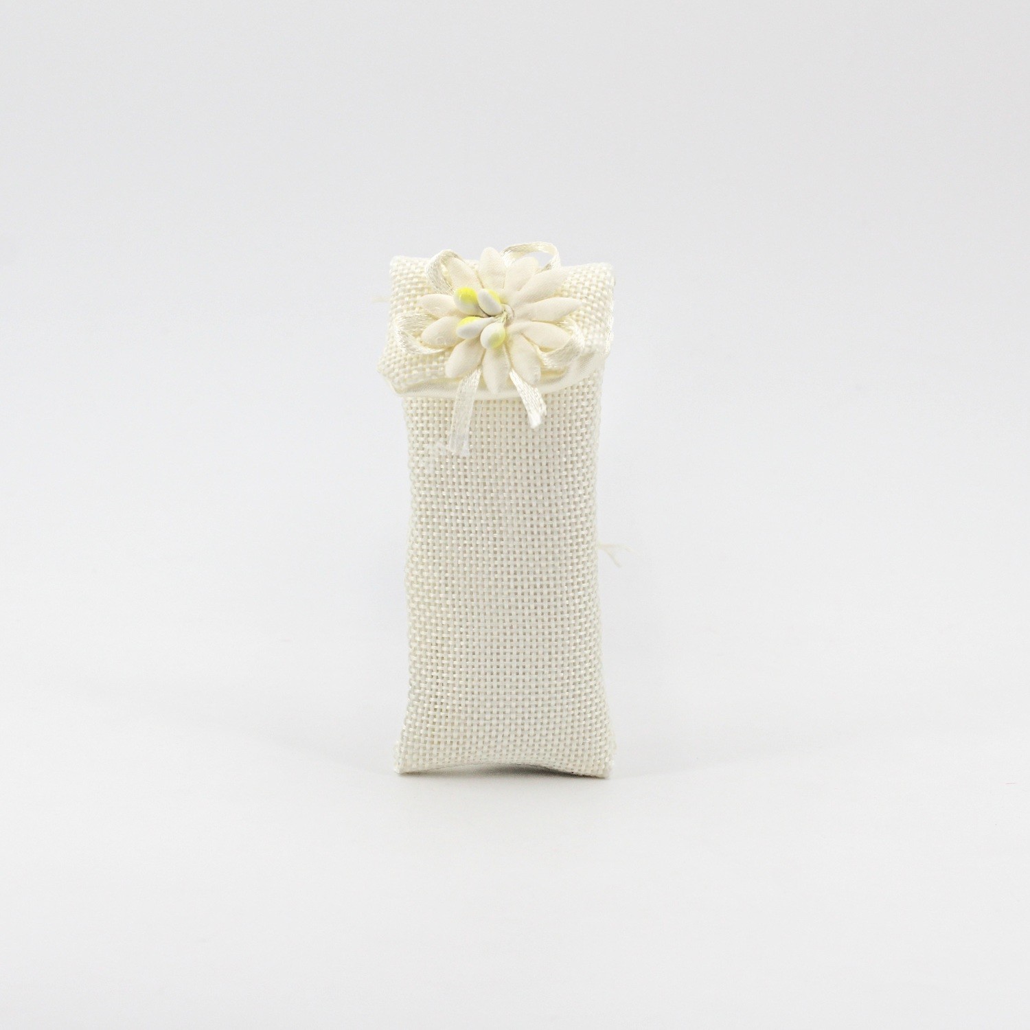 Bustina cotone bianco con fiocco e margherita Pz. 16 - immagine 2