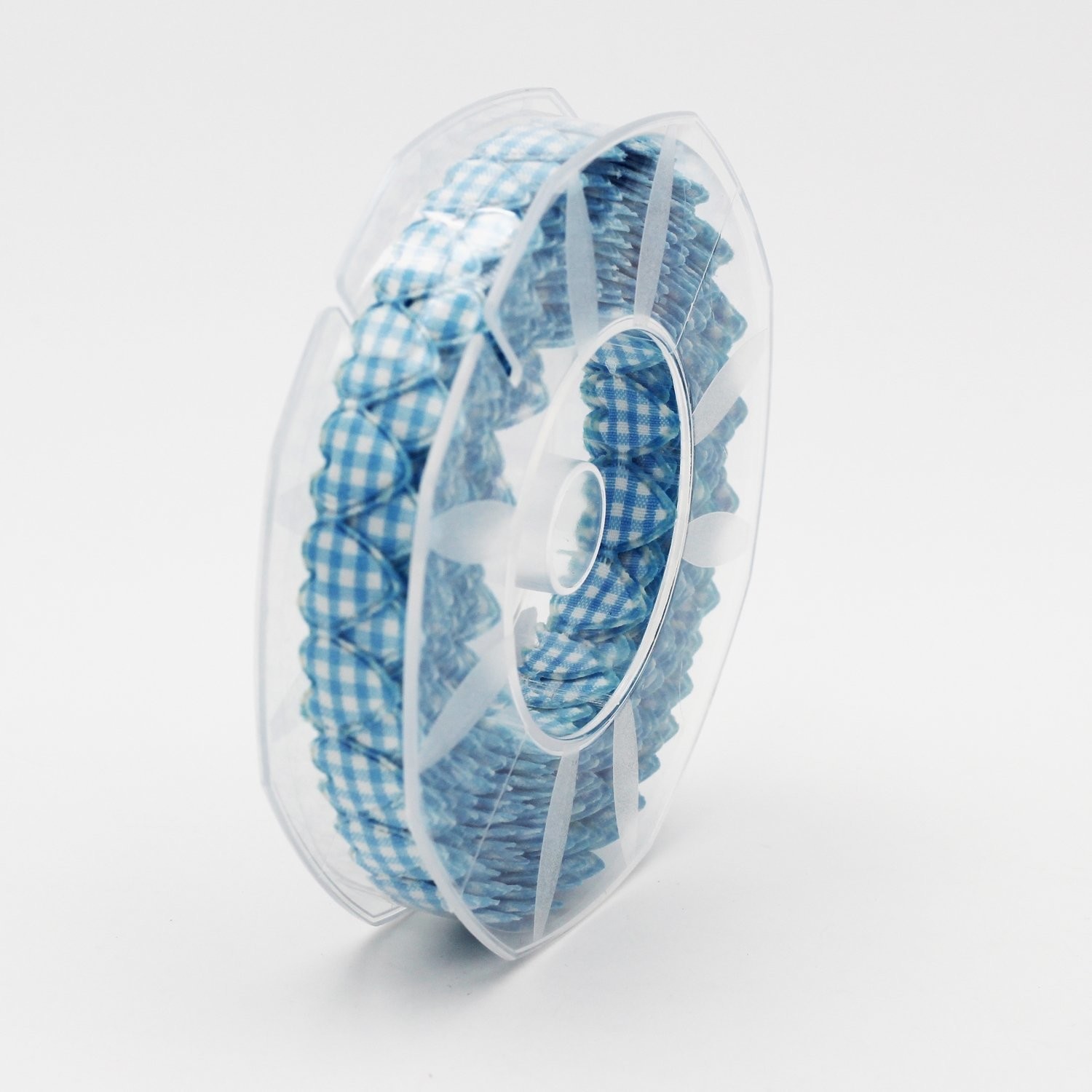 Furlanis nastro cuore imbottito a quadri celeste colore B593 Mt.5 - immagine 2