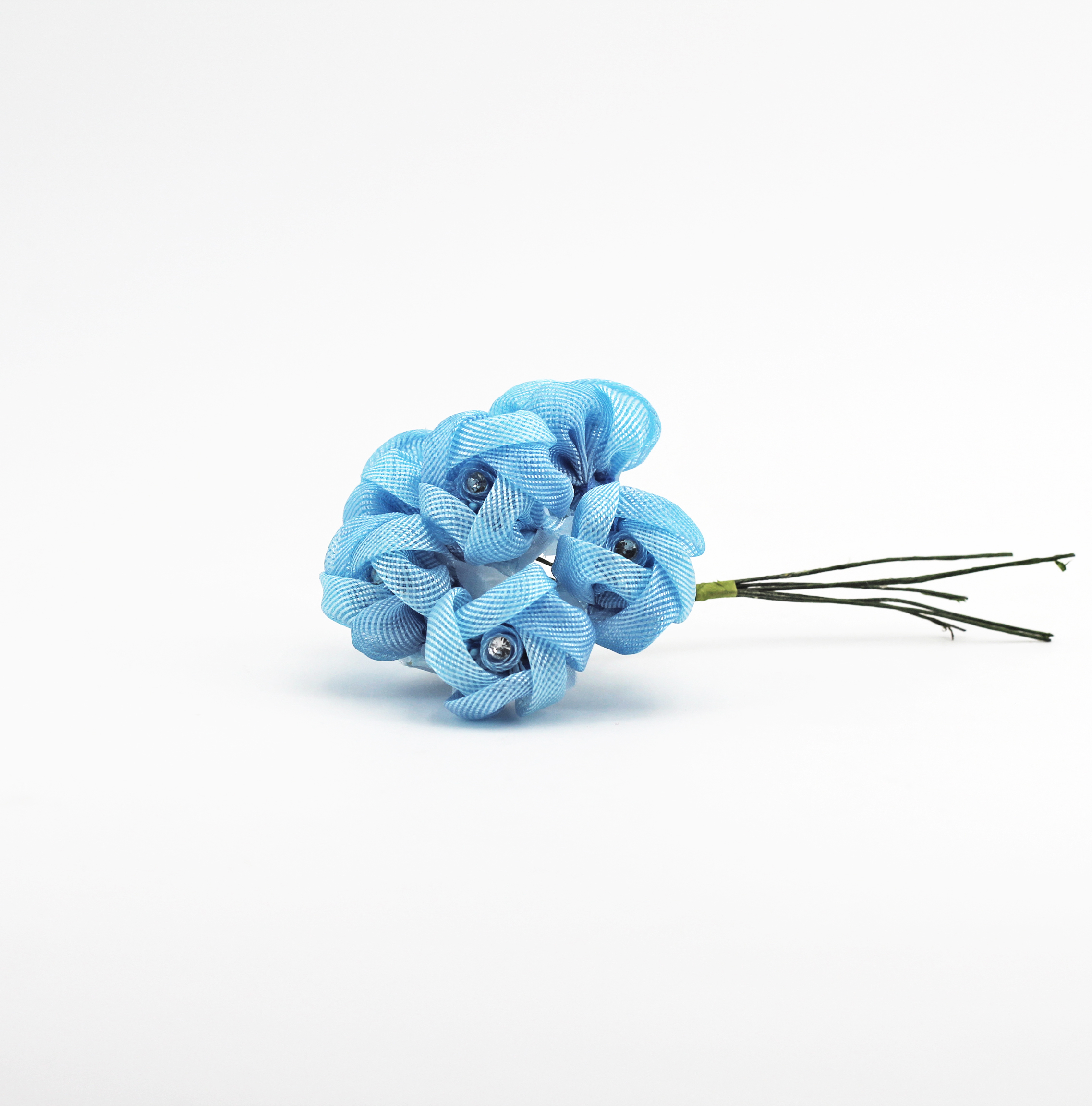 Applicazione boccioli fiori celeste con strass Pz. 72 - immagine 3