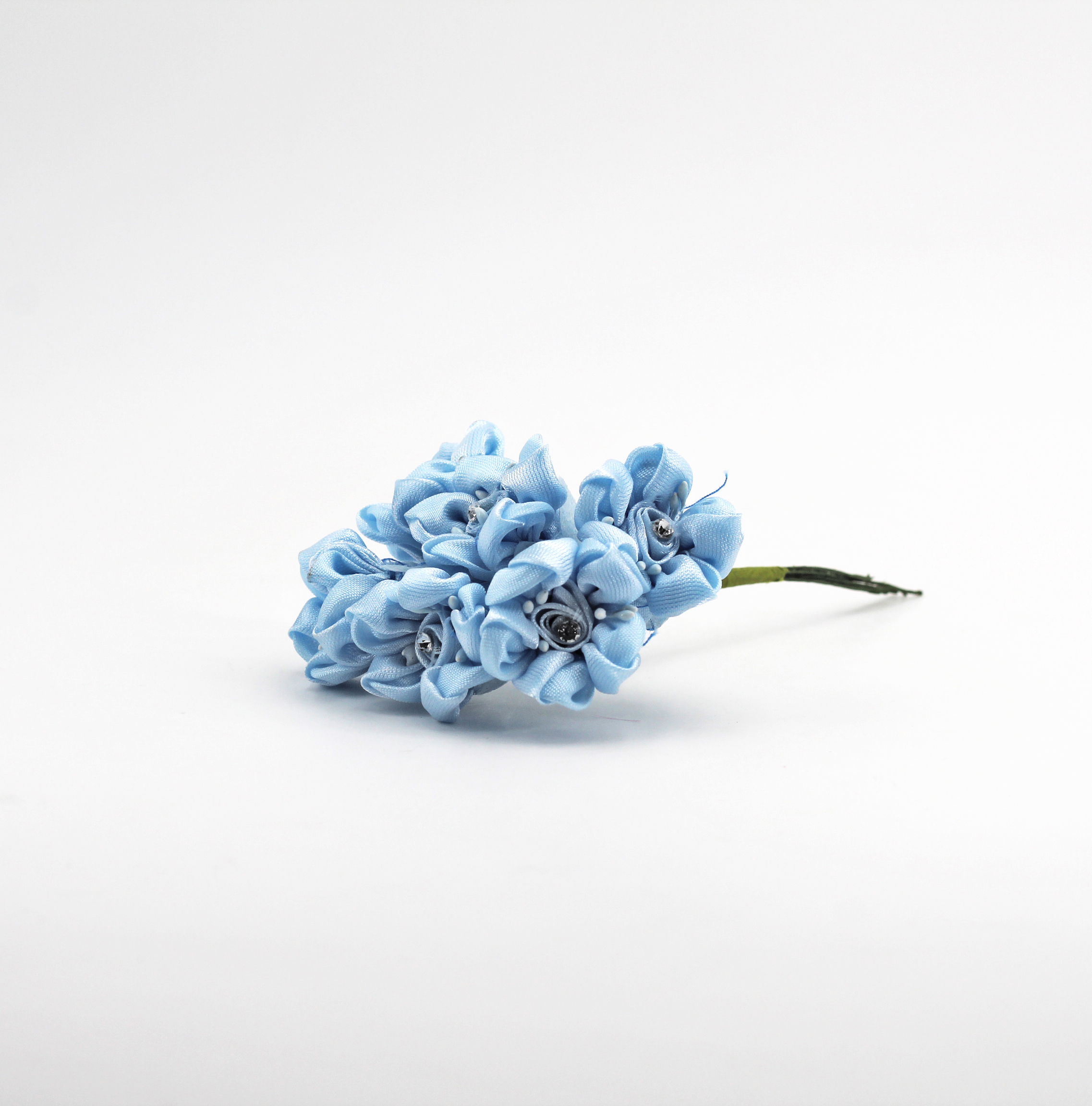 Applicazione fiore d’organza celeste con strass Pz. 72 - immagine 3