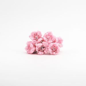 Applicazione fiore d’organza rosa con strass Pz. 72