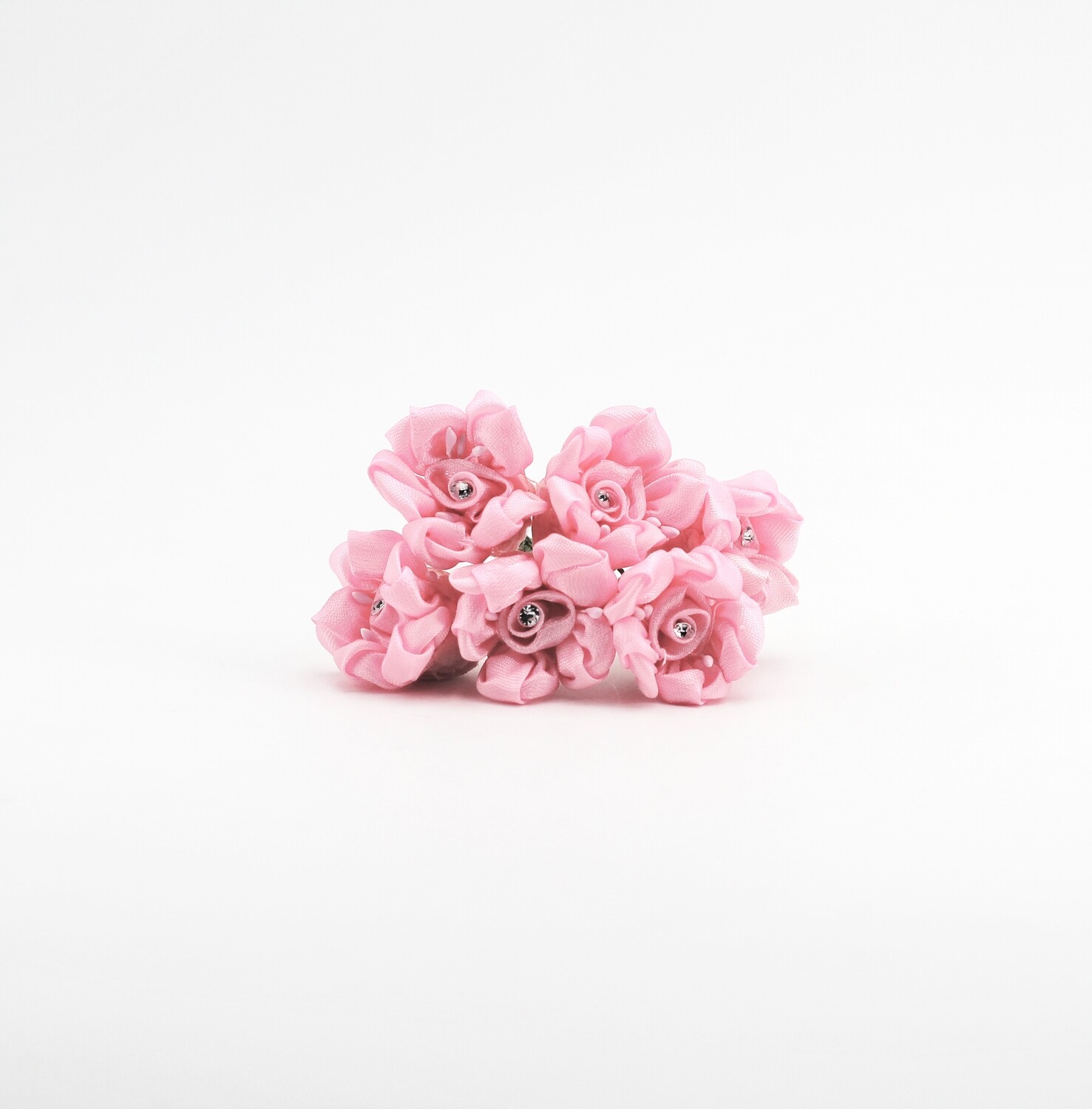 Applicazione fiore d’organza rosa con strass Pz. 72 - immagine 2