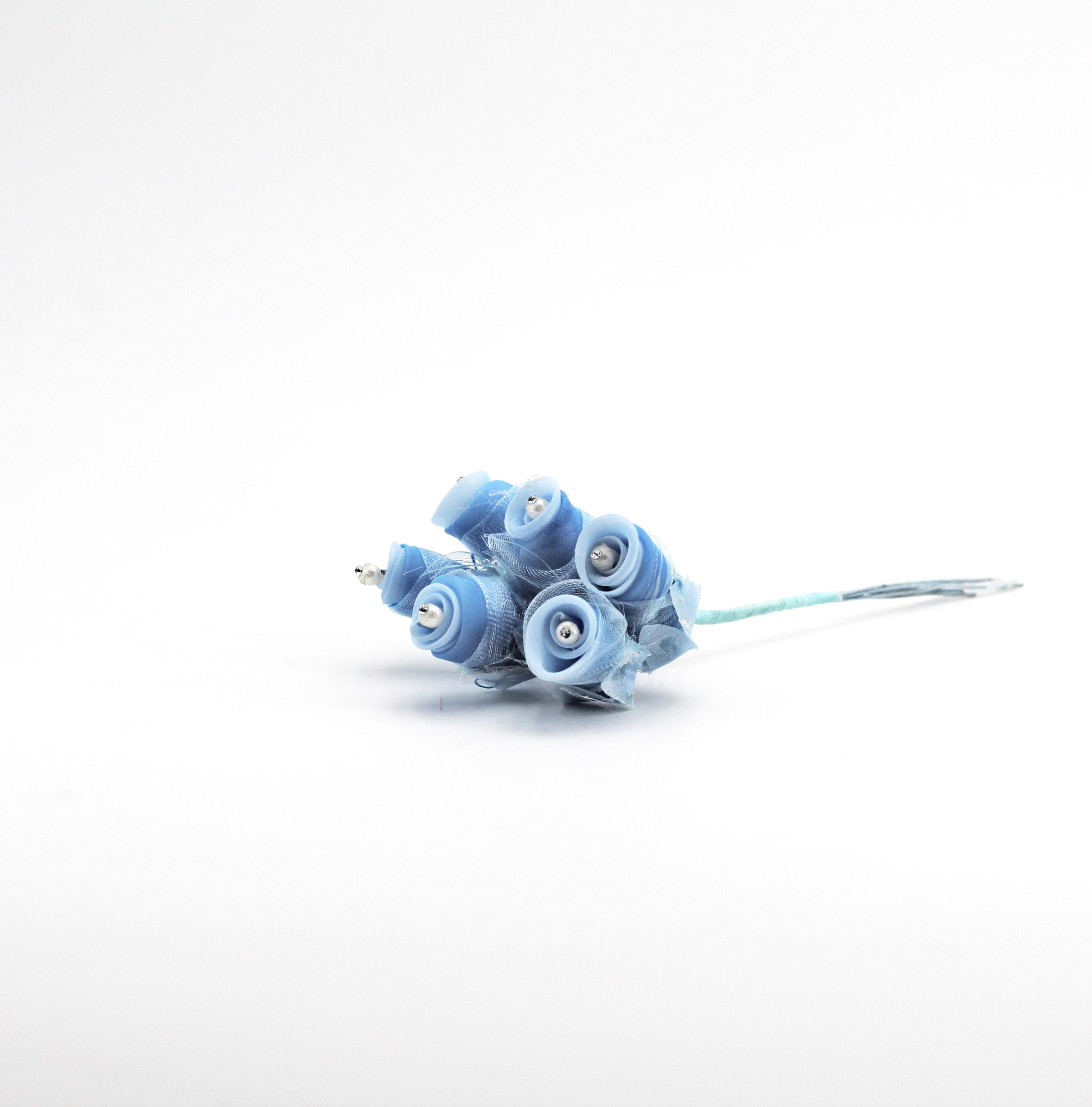 Applicazione fiore betty celeste piccolo con perle e strass Pz. 72 - immagine 3