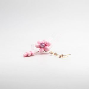 Applicazione pick fiore rosa con spiga e perle Pz. 10