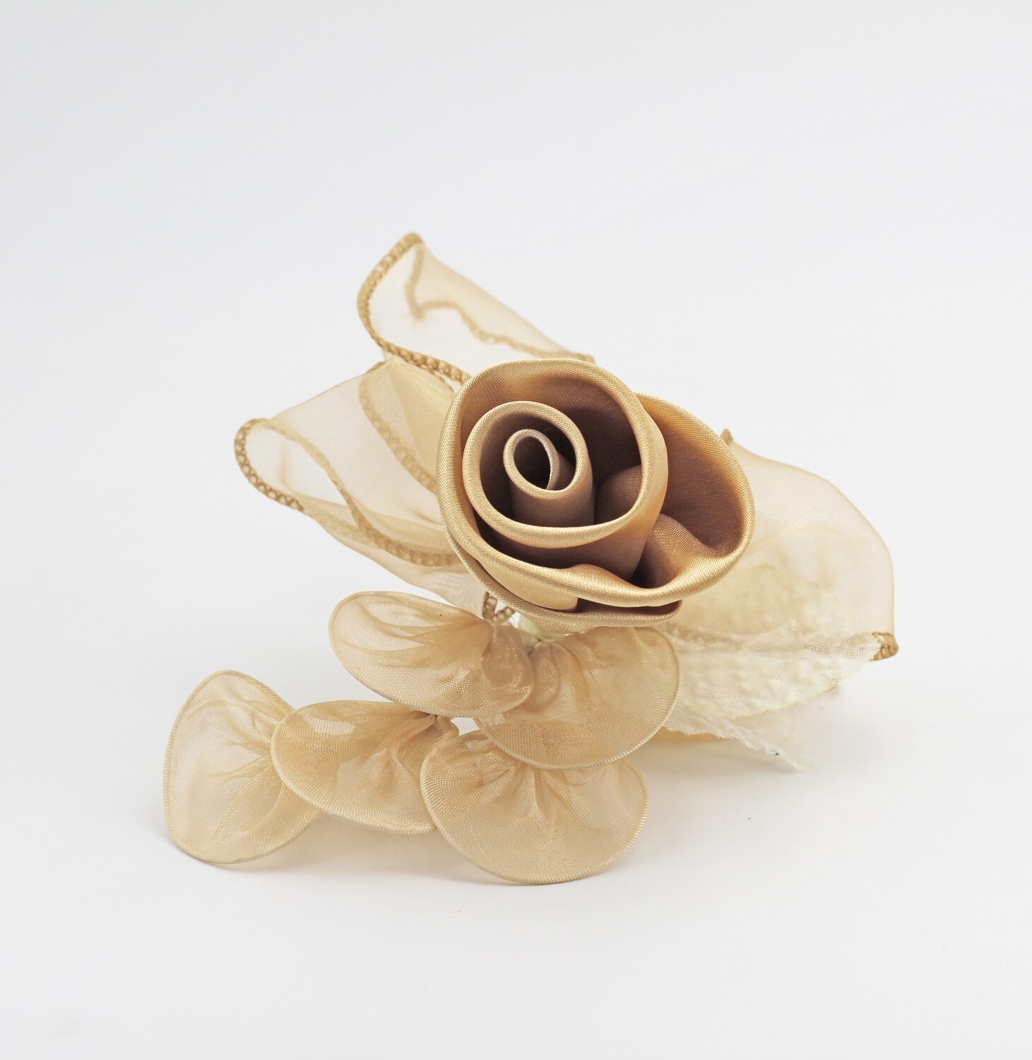 Applicazione bocciolo oro in raso Pz. 12