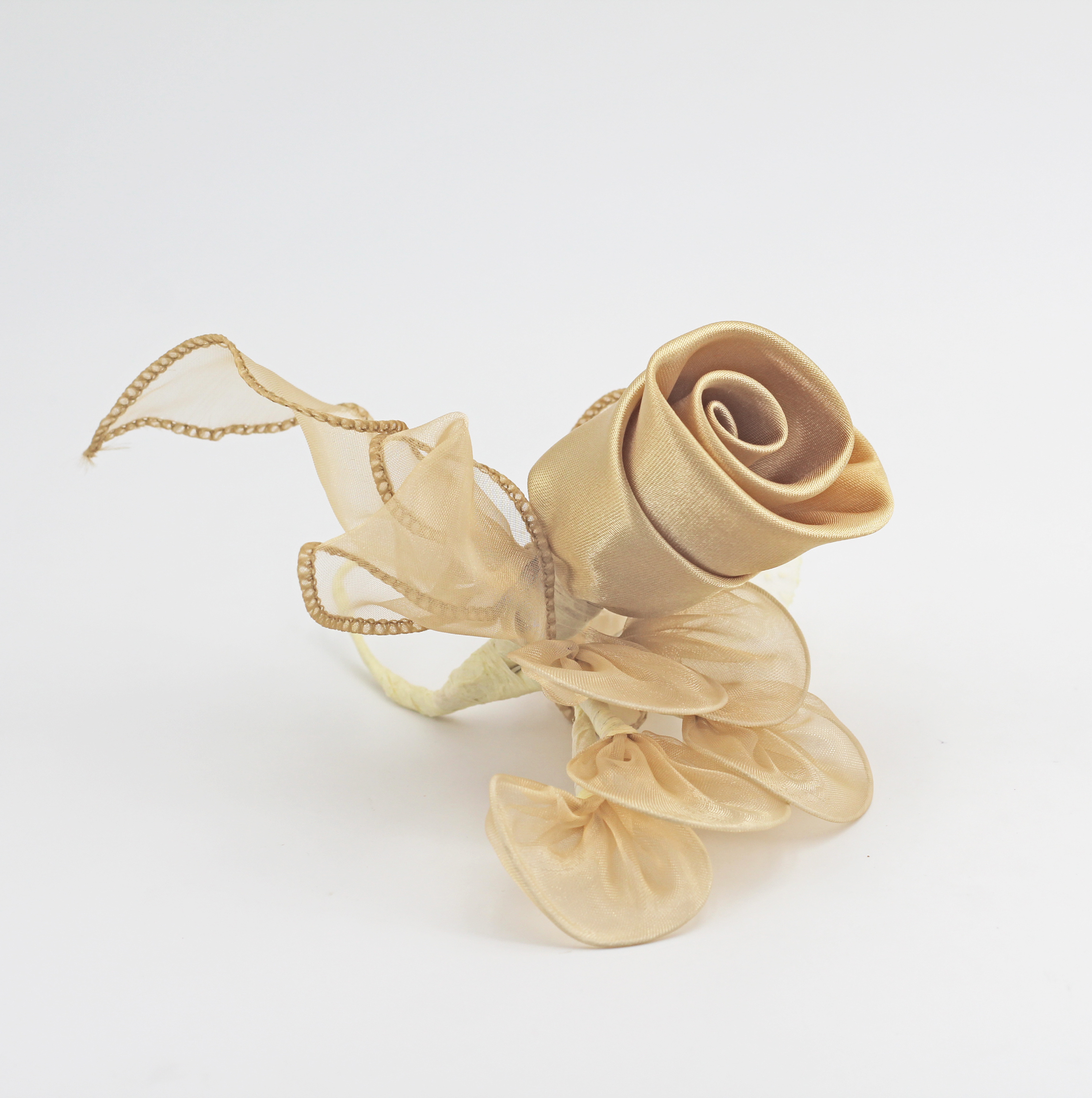 Applicazione bocciolo oro in raso Pz. 12 - immagine 3