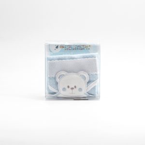 Copertina celeste a pois con tela aida Pz. 1