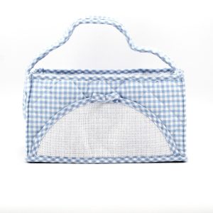 Cestino celeste a quadretti Pz. 1