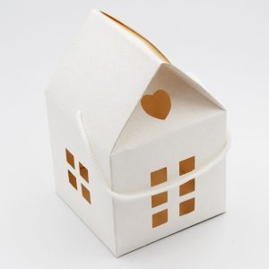 Scatolo casetta con cordino matalassè bianco confezioni da pz. 10