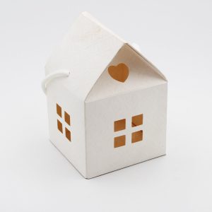 Scatolo casetta con cordino matalassè bianco cm. 10x10x10 confezioni da pz. 10
