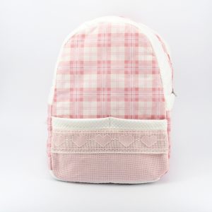 Zainetto baby rosa fantasia scozzese Pz.1
