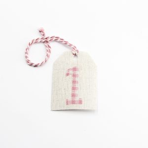 Applicazione targhetta in cotone numero uno rosa Pz.1