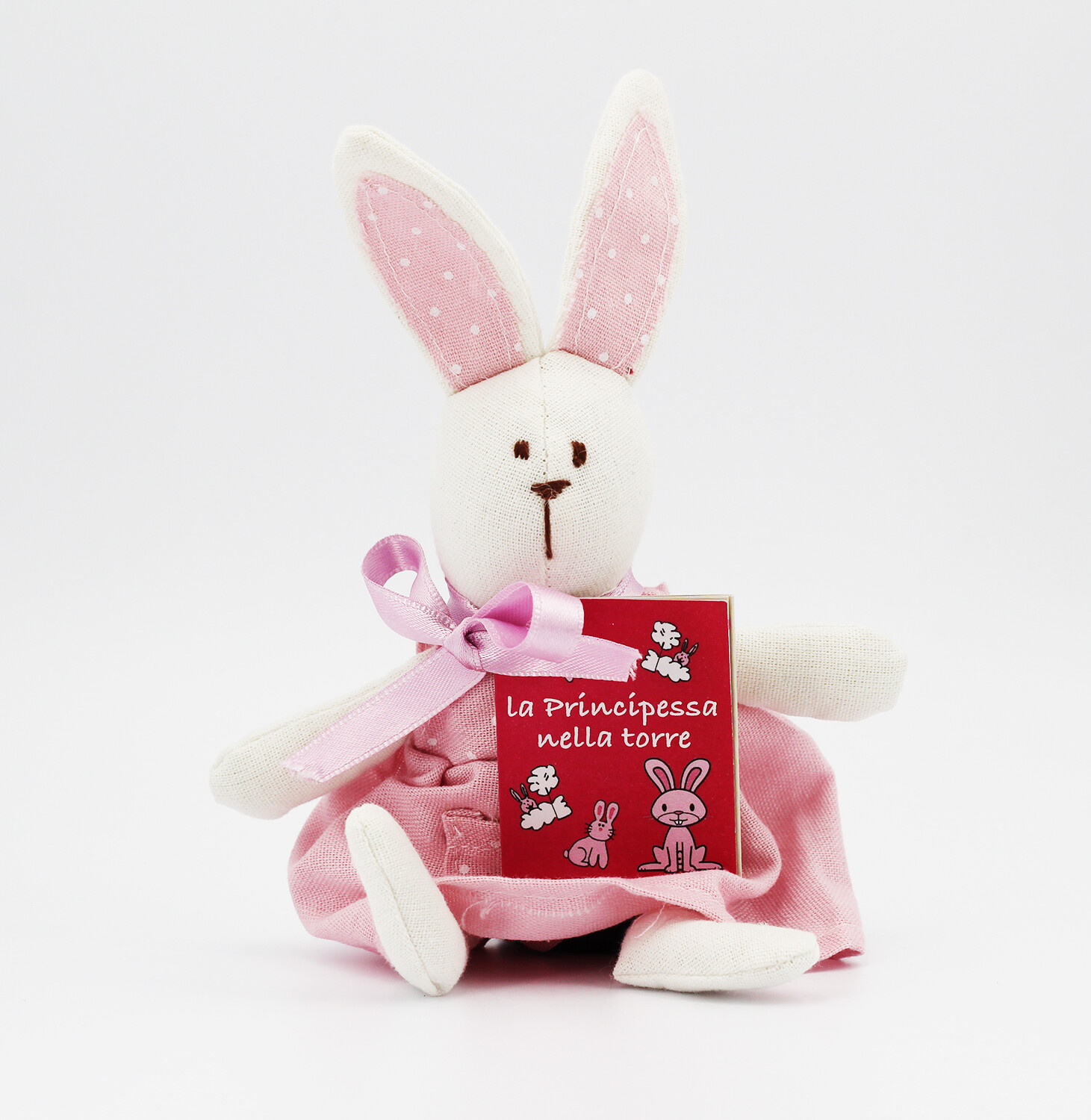 Animaletto stoffa puro cotone con libricino coniglio Star Pz.1 - immagine 2