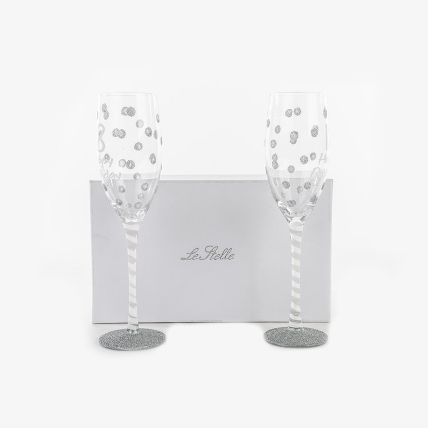 Bomboniera set due flute decorazione argento Pz. 1 - immagine 2