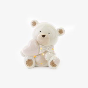 Bomboniera orsetto cuore rosa con led Pz. 1