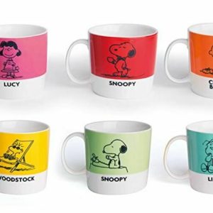 Excelsa Peanuts Set tazze latte, Porcellana, Multicolore, 9x8x12 cm, 6 UnitÃ