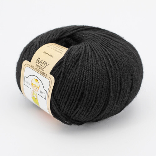 Lana Baby Merino 100% 10 gomitoli Baby per Neonati col. 200 Nero gr. 50 - immagine 2
