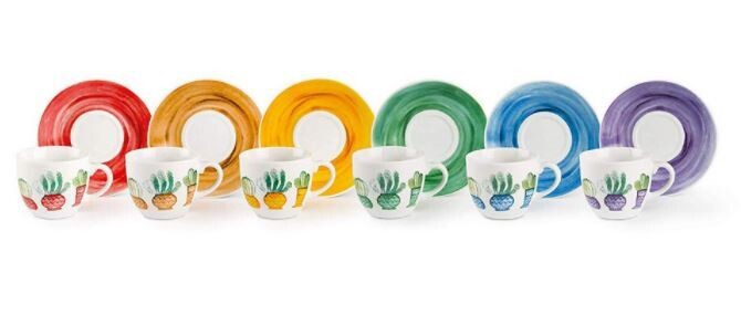 Excelsa Cactus Set 6 tazzine caffè con piattini - immagine 2