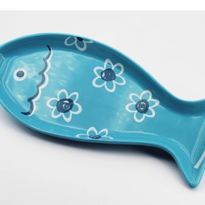 Excelsa Ocean Piatto Portata Pesciolino, Ceramica, Azzurro