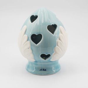 Bomboniera in porcellana pomo led celeste dimensioni: 8 x 10 cm. Pz. 4