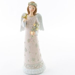 Angelo Resina Glitter Rosa con Luci 1 pz