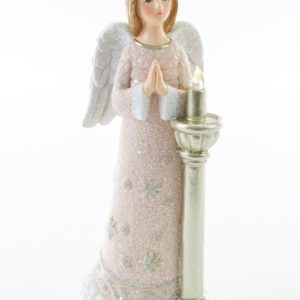 Angelo Resina Glitter Rosa con Led 1 pz