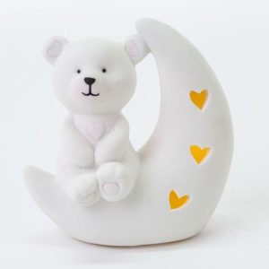 orsetto cuore luna led porcellana rosa 10×5,5xh.10,5 cm pz. 4