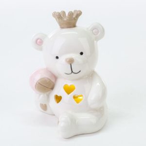 Bomboniera Orsetto Cuore Led Porcellana rosa 1 pz