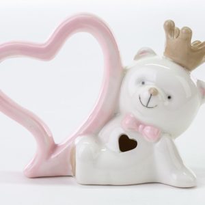 Bomboniera Orsetto Cuore Porcellana rosa 6 pz