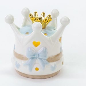 Bomboniera Corona Led Porcellana celeste con astuccio 1 pz