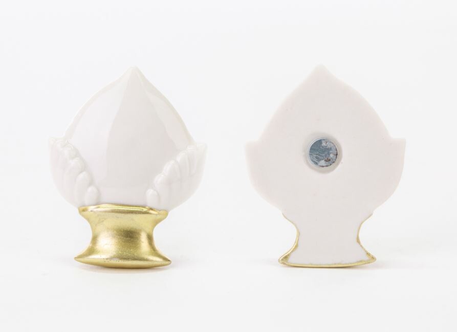 Bomboniera Calamita Pomo Porcellana Bianco 12 pz