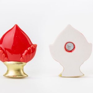 Bomboniera Calamita Pomo Porcellana Rosso 12 pz