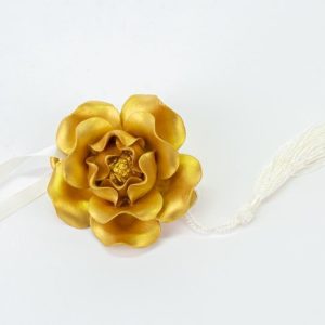 Bomboniera Appendino Calamita Fiore Oro Porcellana 6 pz