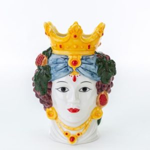 Bomboniera Vaso Testa di moro donna grande colorato Pz.1