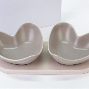 Bomboniera Ciotoline Cuore Grigio con Astuccio set da 2