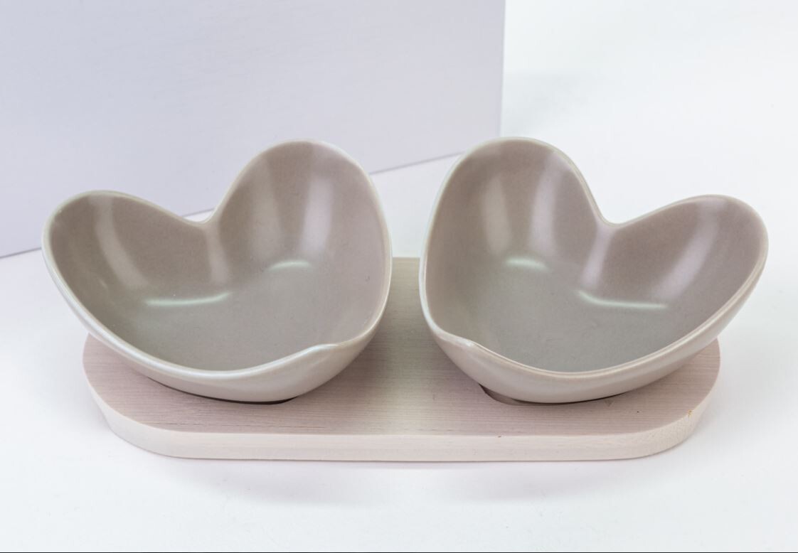 Bomboniera Ciotoline Cuore Grigio con Astuccio set da 2