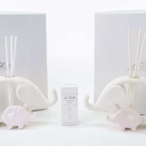Bomboniera Profumatore Elefante porcellana Rosa con astuccio 2 pz assortiti