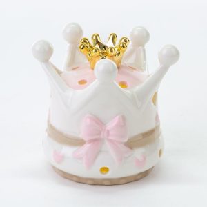 Bomboniera Corona Led Porcellana Rosa con astuccio 1 pz